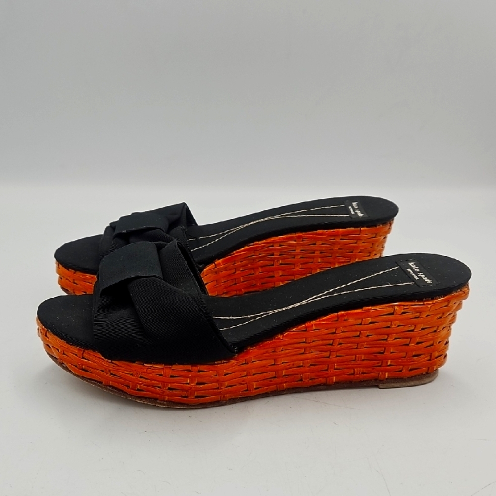 kate spade Basket Weave Wedge Sandals with Bow Detail